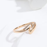 Gorgeous Simple Double Layer 14K Rolled Rose Gold Glossy AAA+ Zircon Diamonds Flat Rings - Trendy Daily Wear Jewelry