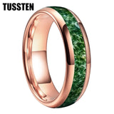 Green Moss Agate Inlay 6/8MM Dome Edges Tungsten Carbide Rings Mens Womens Fashion Engagement Wedding Bands