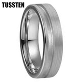 Customized Inlay, 1.5mm Offset Groove Pipe Cut Matte 6MM Gold/Silver Tone Tungsten Blank Core Comfort Fit Rings