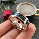 High Quality Beveled Polished Finish 8MM Black Meteorite Rings Men and Women Tungsten Gold Comfort Fit Wedding Band