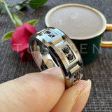 New Arrivals Black CZ Inlay 8MM Tungsten Steel Combination Cool Men's Promise Wedding Bands Rings