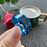 Black Blue Carbon Fiber Inlay Shiny Bevel Edges 6/8MM Men and Women Tungsten Comfort Fit Wedding Band