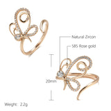 Unique Butterfly Open Ring For Women, 14K Filled Rose Gold With AAA+ Zircon Diamonds Holiday Party Fashion Jewelry