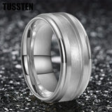 Tungsten Blank Core 3/4MM Groove Stepped Polished 10MM  Comfort Fit Rings and Wedding Bands for Men and Women