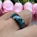 Nice Shiny Galaxy Opal Domed Polished 8mm Tungsten Men and Women Comfort Fit Engagement Wedding Bands