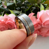 Terrific Offset Groove Brushed Finish 6mm 8mm Mens Womens Tungsten Carbide Ring Comfort Fit Wedding Bands