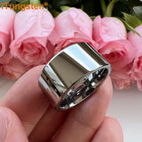 Shiny Tungsten Pipe Cut Polished 12mm Large Men Ring  Comfort Fit Wedding Band Fashion Jewelry
