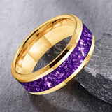 Awesome Purple Crystal Stone Inlaid  6/8MM Men's and Women's Comfortable Fit Wedding Tungsten Carbide Bands