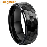 Popular Multicolor 6mm 8mm Men Women Tungsten Hammer Ring Comfort Fit Weddding Band