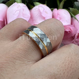 Flat Band Grooved Brushed 8mm Hammered Tungsten Carbide Comfort Fit Ring for Men Women - Fashion Wedding Jewelry