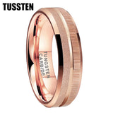 Sandblasted Finish 14K Gold Plated  6/8MM Tungsten Comfort Fit Ring for Men Women - Fashion Engagement Wedding Band