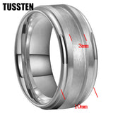 Tungsten Blank Core 3/4MM Groove Stepped Polished 10MM  Comfort Fit Rings and Wedding Bands for Men and Women