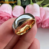 High Polished 6mm 8mm Tungsten Marriage Two Tone Comfort Fit Wedding Bands For Men, Women - Trendy Fashion Jewelry