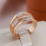 Luxury Multi Layer Hollow Match Full AAA+ Zircon Diamonds Oval 14K Rolled Rose Gold Rings for Women Trendy Jewelry