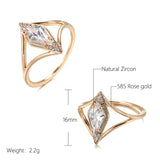 Rhombus Design AAA Zircon Diamonds Ring For Women with 14K Filled Rose Gold Simple Fashion Daily Fine Jewelry