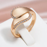 Luxury Vintage Glossy 14K Rolled Rose Gold AAA Zircon Diamonds Pave Setting Rings For Women Trendy Fine Jewelry