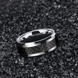 New Black Carbon Fiber Design 6/8mm Men's Ring Tungsten Carbide Engagement Ring Wedding Band Men and Women
