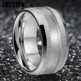 Admirable Blank Core Groove Beveled Polished Silver-Color 5/6MM Tungsten Comfort Fit Rings