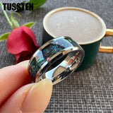 Amazing So Beautiful Galaxy Opal 8MM Tungsten Comfort Fit Engagement Wedding Band For Men Women