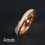 Rose Gold/Silver Color White Created-Opal Tungsten Carbide Wedding Rings For Women Men, Engagement Wedding Gifts