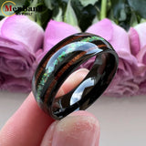 Fashion 8MM With Multicolor Opal and Koa Wood Inlay Men Women Domed Polished Tungsten Comfort Fit  Wedding Band