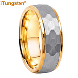 Popular Multicolor 6mm 8mm Men Women Tungsten Hammer Ring Comfort Fit Weddding Band