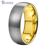 Domed Brushed Multicolor 6mm 8mm Tungsten Comfort Fit Wedding Engagement Ring For Women Men