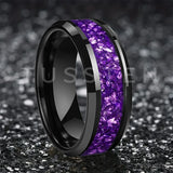 Awesome Purple Crystal Stone Inlaid  6/8MM Men's and Women's Comfortable Fit Wedding Tungsten Carbide Bands
