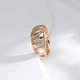 Luxury Geometric Personality AAA Zircon Diamonds Wide Face Women's 14K Filled Rose Gold Trendy Party Jewelry Rings