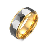 New Arrival Black Anti Scratch Geometric Surface Metal 8mm Tungsten Men Ring,  Engagement, Wedding Band.