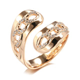 Personality Twist Chain 14K Filled Rose Gold With AAA Zircon Diamonds Rings Fashion Women Rings Party Unusual Jewelry