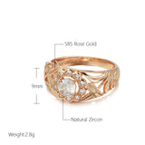 Elegant Hollow Unusual Flower Design 14K Rolled Rose Gold AAA Zircon Crystals Rings for Women Fashion Party Jewelry