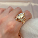 Superb Hollow Pattern Glossy Vintage Fashion Filled 14K Rose Gold Rings For Women - Luxury Ethnic Jewelry