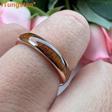 Domed Polished Trendy 4mm 6mm 8mm Koa Wood Ring Tungsten Comfort Fit Wedding Band For Men Women Jewelry