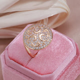 Luxury Design Big Size Filled 14K Rose Gold Round Rings For Women AAA Zircon Diamonds Full Paved Fine Jewelry
