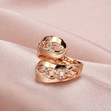 Personality Twist Chain 14K Filled Rose Gold With AAA Zircon Diamonds Rings Fashion Women Rings Party Unusual Jewelry