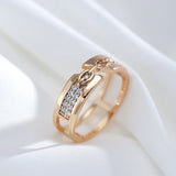 High Quality Unique Chain Shape Rolled 14K Rose Gold With White AAA Zircon Diamonds Ring For Women Fashion Jewelry