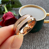 Sandblasted Finish 14K Gold Plated  6/8MM Tungsten Comfort Fit Ring for Men Women - Fashion Engagement Wedding Band