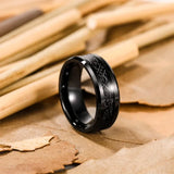 Fantastic High Polished Beveled Edges Black Silk Inlay Mens 8mm Tungsten Rings Wedding Band Engagement Rings Jewelry