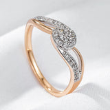 Sparkling  Luxury Fashion 14K Rolled Rose Gold  AAA+ Full Zircon Diamonds Setting Bridal Wedding Ring Fine Jewelry