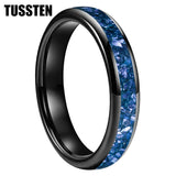 Awesome Blue Crystal Stone Inlaid 4/6/8MM Men's and Women's Comfortable Fit Wedding Tungsten Rings