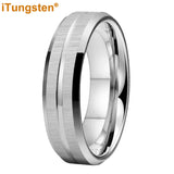 Popular Grooved Brushed Beveled Finish 6mm 8mm Classic Wedding Band Men Women Tungsten Carbide Comfort Fit Ring
