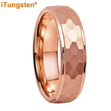Popular Multicolor 6mm 8mm Men Women Tungsten Hammer Ring Comfort Fit Weddding Band