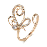 Unique Butterfly Open Ring For Women, 14K Filled Rose Gold With AAA+ Zircon Diamonds Holiday Party Fashion Jewelry