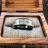 Laser Carved Complex Cross Pattern Dome Polished 6/8mm Comfortable Fit Wedding Tungsten Ring