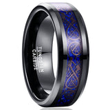 Black 8mm Blue Dragon Tungsten Carbide Soul Mate Ring for Men Wedding Jewelry - Best Gift for Men