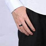 Black Ring with Blue Line Brushed Dark Color 6mm 8mm Women and Men Tungsten Carbide Daily Jewelry Unisex Chic Rings