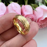 Marvelous Domed Stepped Edges 6mm 8mm Tungsten Hammer Comfort Fit Engagement Wedding Band Men, Women Trendy Jewelry