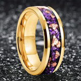 Amethyst Gold Stone in the Middle Groove 6/8MM Men's and Women's Comfort Fit Engagement Wedding Rings and Bands