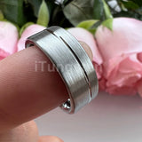 Offset Groove Brush Finish Excellent Quality 8mm Black Tungsten Comfort Fit Wedding Band for Men and Women